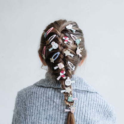 Mimi &amp; Lula Hair Clips, Set of 8 - Mini Santa Christmas