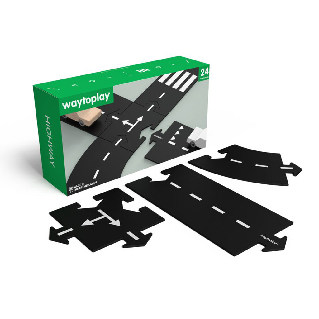 Waytoplay Rubber Road Track, 24 Pieces - Highway