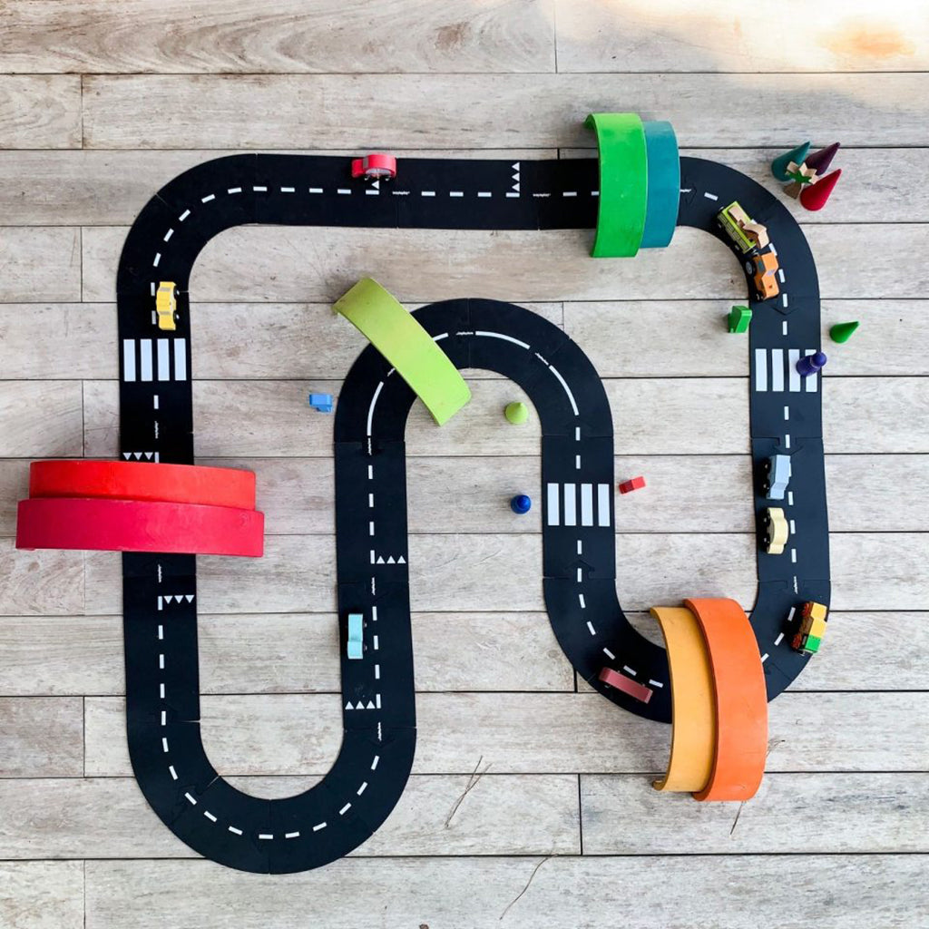 Waytoplay Rubber Road Track, 24 Pieces - Highway