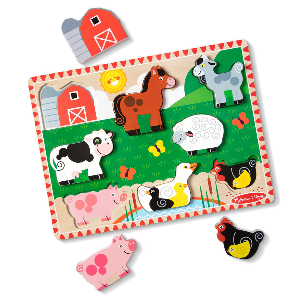 Melissa &amp; Doug Wooden Puzzle with Large Pieces, Farm - 8 Pieces