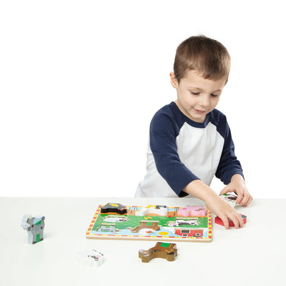 Melissa &amp; Doug Wooden Puzzle with Large Pieces, Farm - 8 Pieces