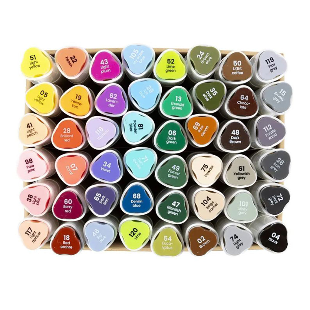Illustration Markers, Double-Ended, 1mm + 8mm Tips, 48 Pieces - Standard Colors