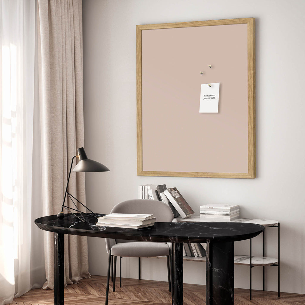 Bulletin Board with Oak Frame, Soft Blush - 62 x 42 cm