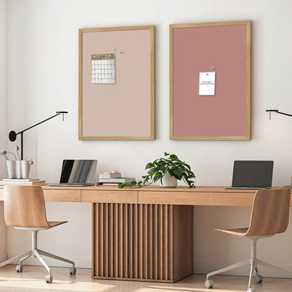 Bulletin Board with Oak Frame, Soft Blush - 62 x 42 cm