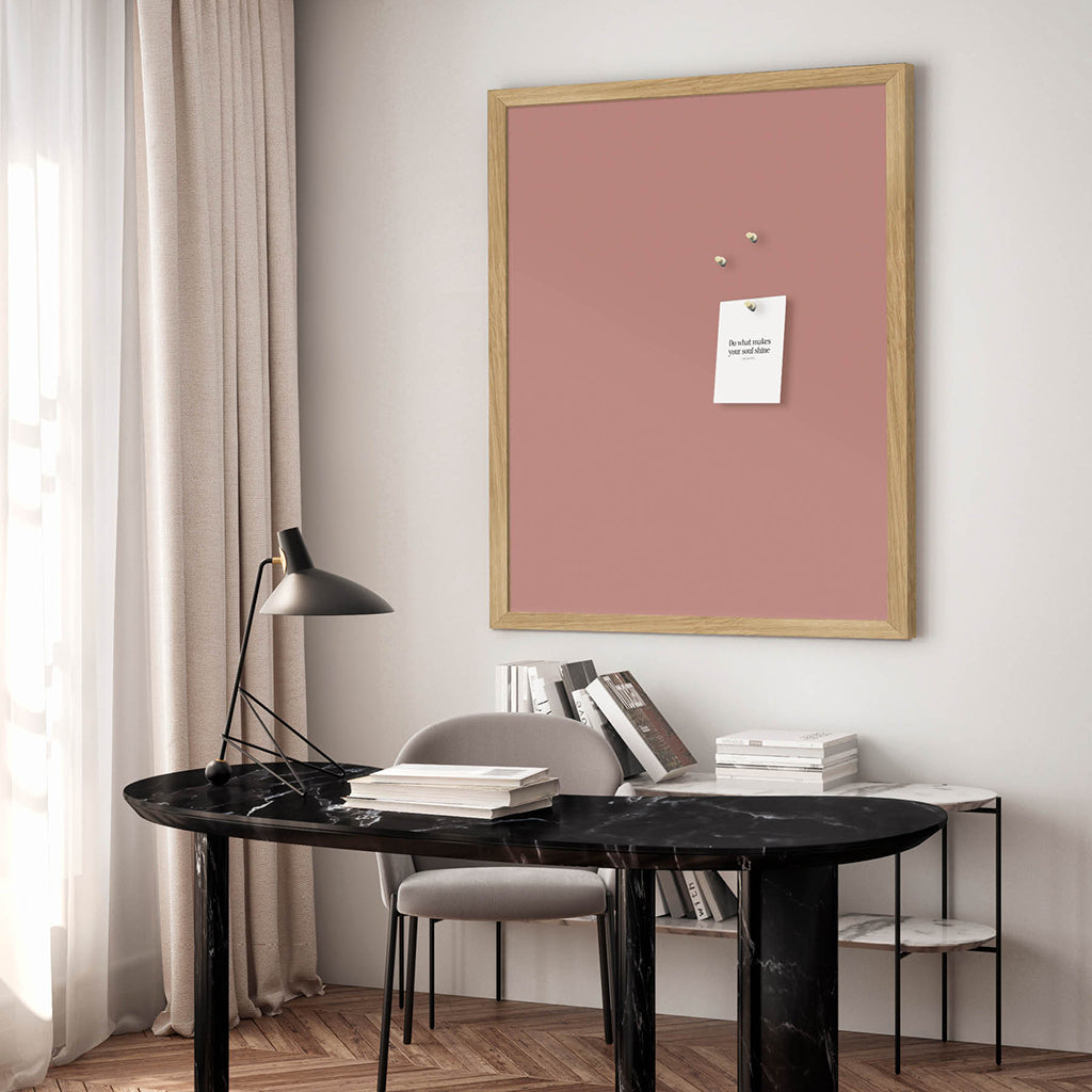 Bulletin Board with Oak Frame, Dusty Rose - 62 x 42 cm