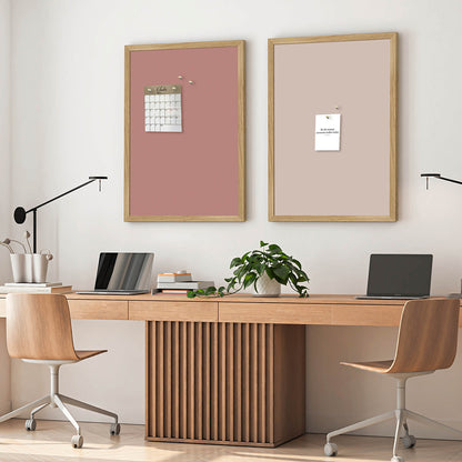 Bulletin Board with Oak Frame, Dusty Rose - 62 x 42 cm