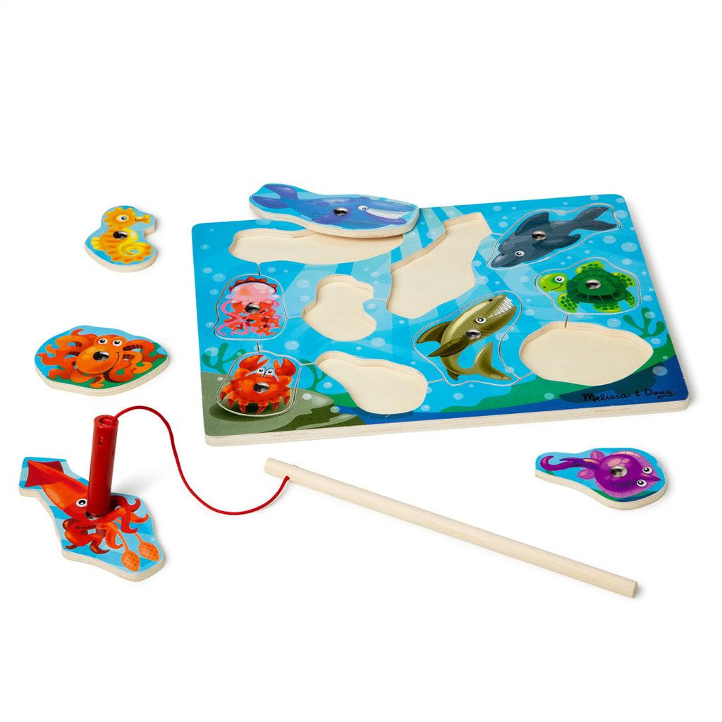 Melissa &amp; Doug Magnetic Wooden Puzzle with Fishing Rod, 10 Pieces
