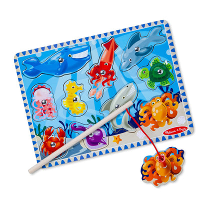 Melissa &amp; Doug Magnetic Wooden Puzzle with Fishing Rod, 10 Pieces
