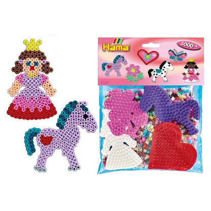 Hama Midi Group Pack, 4 Pegboards + 3000 Beads - Princess and Horse