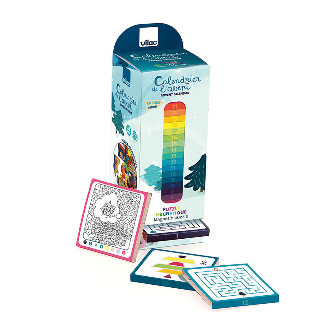 Vilac Advent Calendar, Advent Tower with Magnetic Puzzle, 48 Pieces