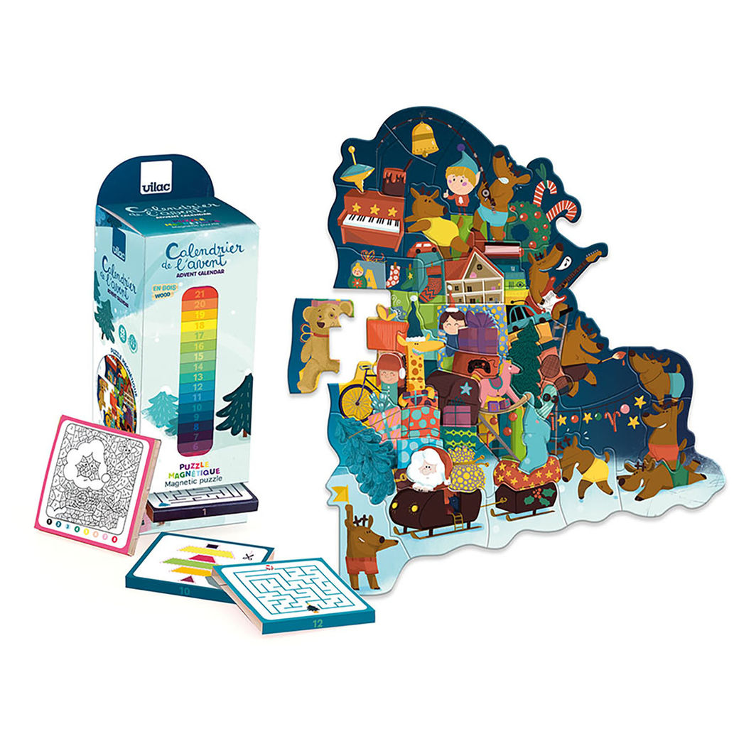 Vilac Advent Calendar, Advent Tower with Magnetic Puzzle, 48 Pieces