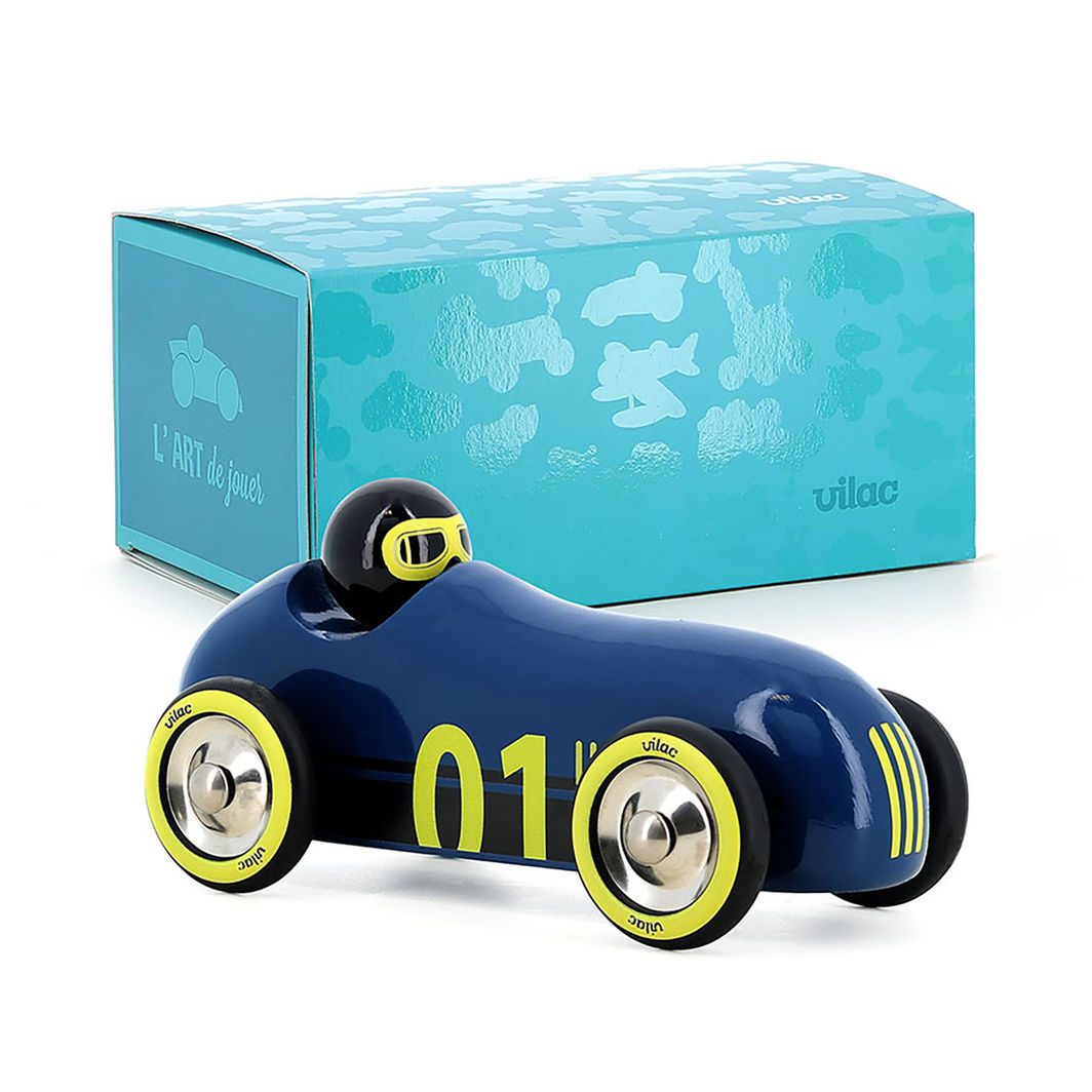 Vilac Vintage Racing Car, Old Sport - Sailor Blue