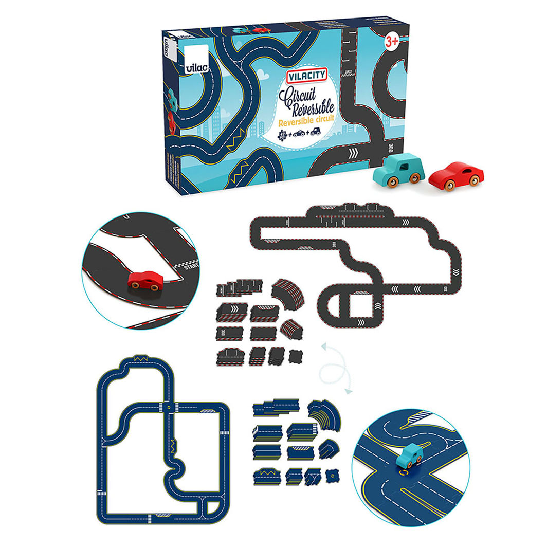 Vilac Vilacity Reversible Racetrack, 42 Pieces