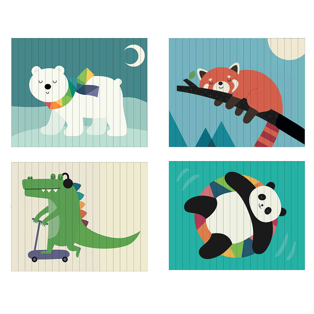 Vilac Agamograph Puzzle with 20 Pieces, 4-Dimensional Design - Animals