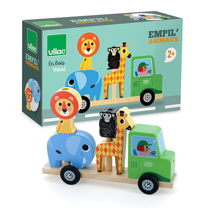 Vilac Tractor with Trailer and Stackable Animals
