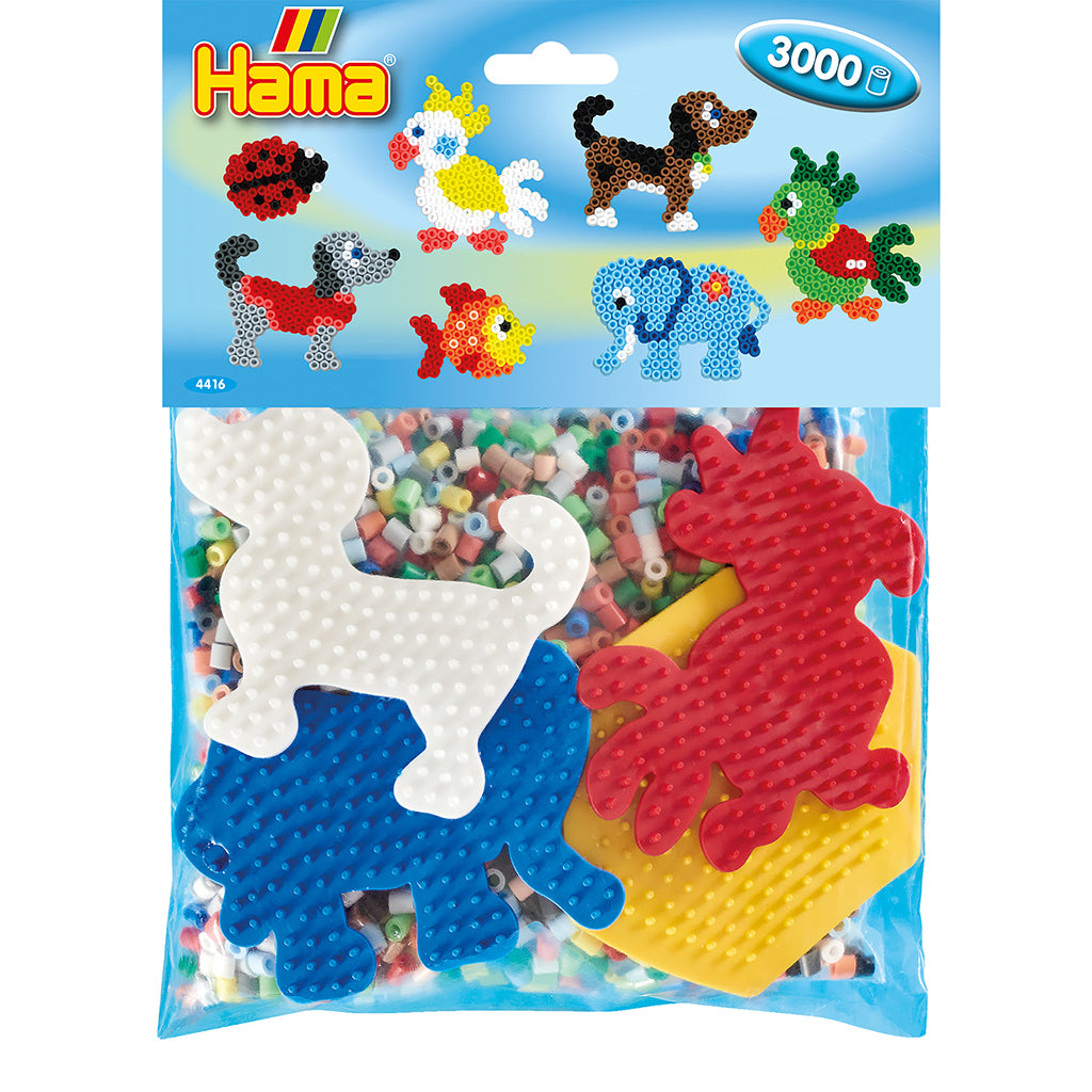 Hama Midi Group Pack, 4 Pegboards + 3000 Beads - Animals