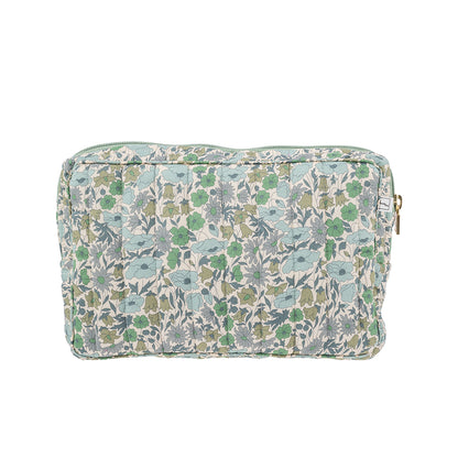Bon Dep Pouch Small, Toiletry Case with Liberty - Poppy and Daisy Teal