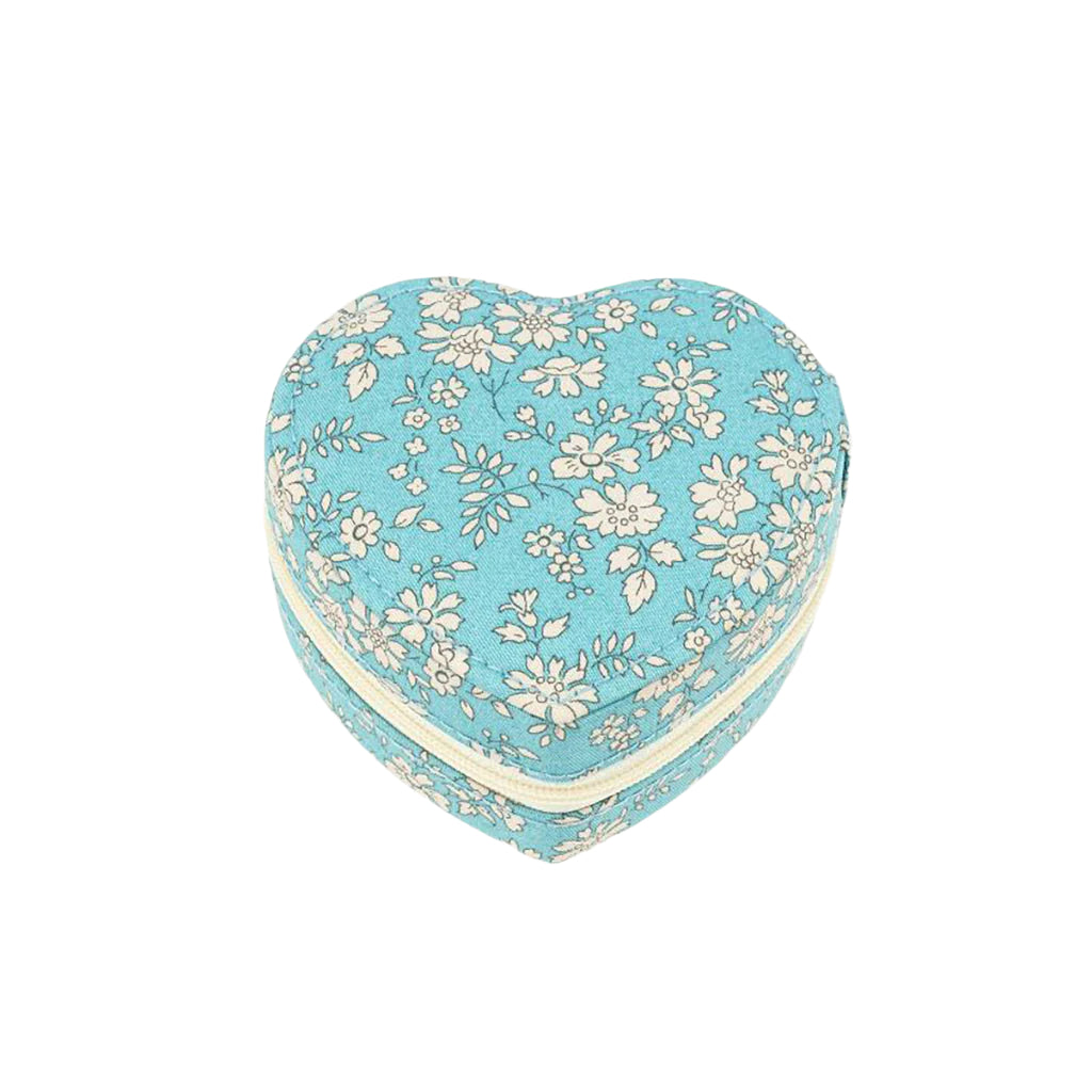 Bon Dep Jewelry Box with Liberty Print, Heart - Capel Soft Teal