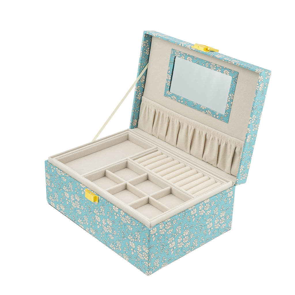 Bon Dep Jewelry Box with Liberty Print, Square - Capel Soft Teal