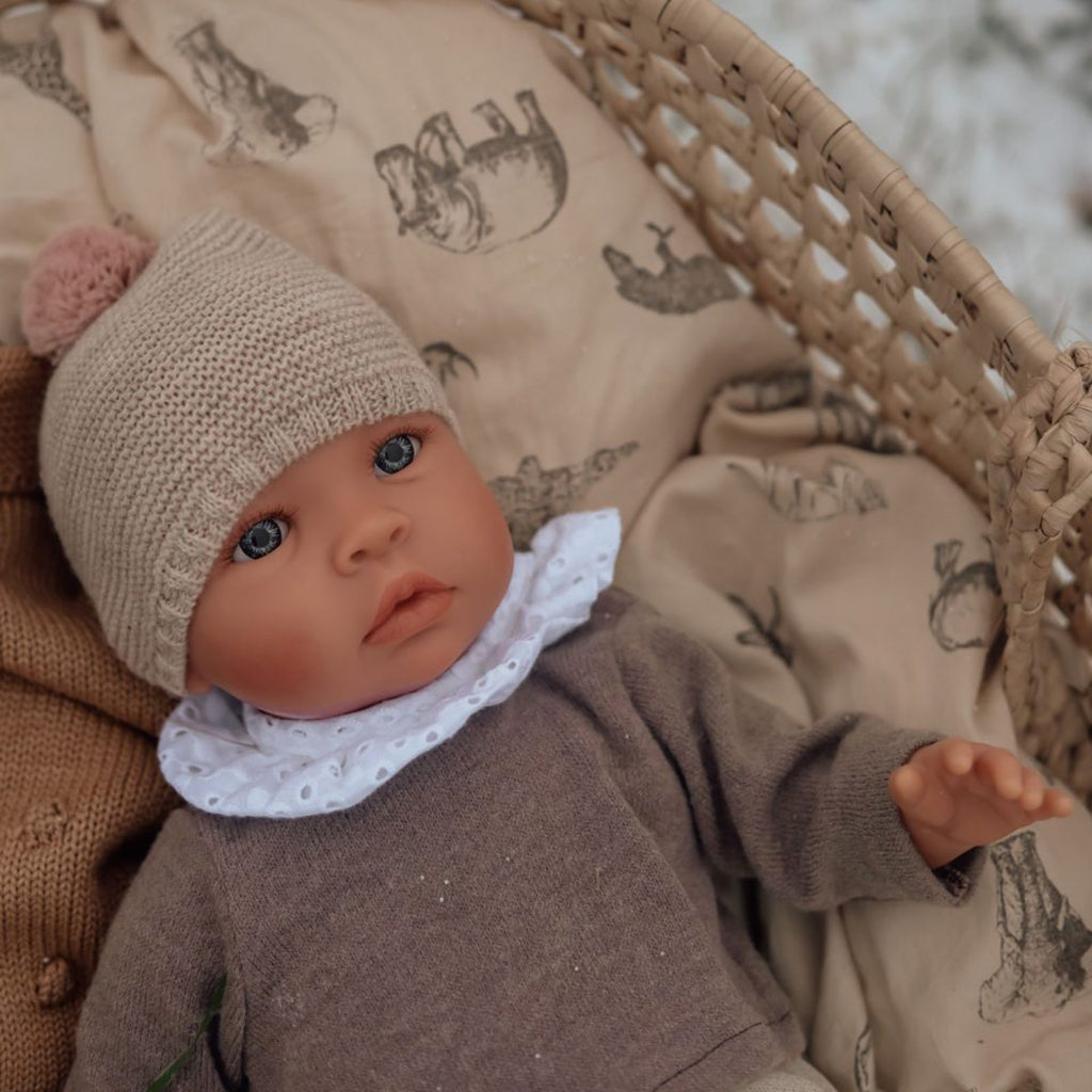 Así doll clothing for baby doll, size 46 cm – knitted hat in Soft Rose
