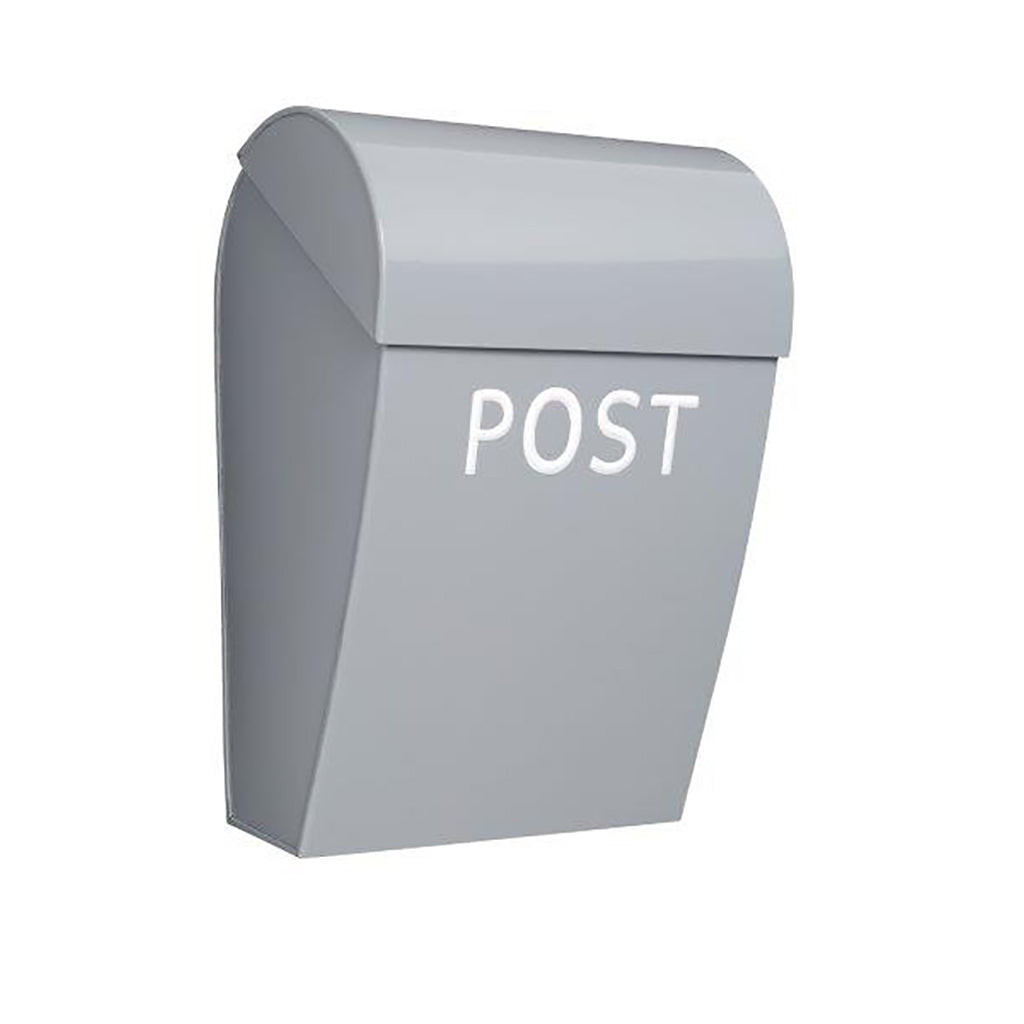 Bruka Design Mailbox, Light Gray with White Text