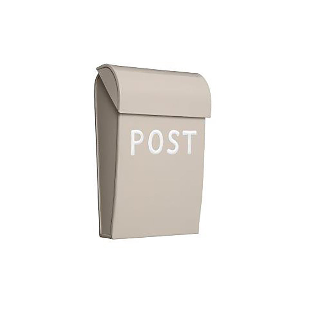 Bruka Design Mailbox, Mini - Sand with White Text