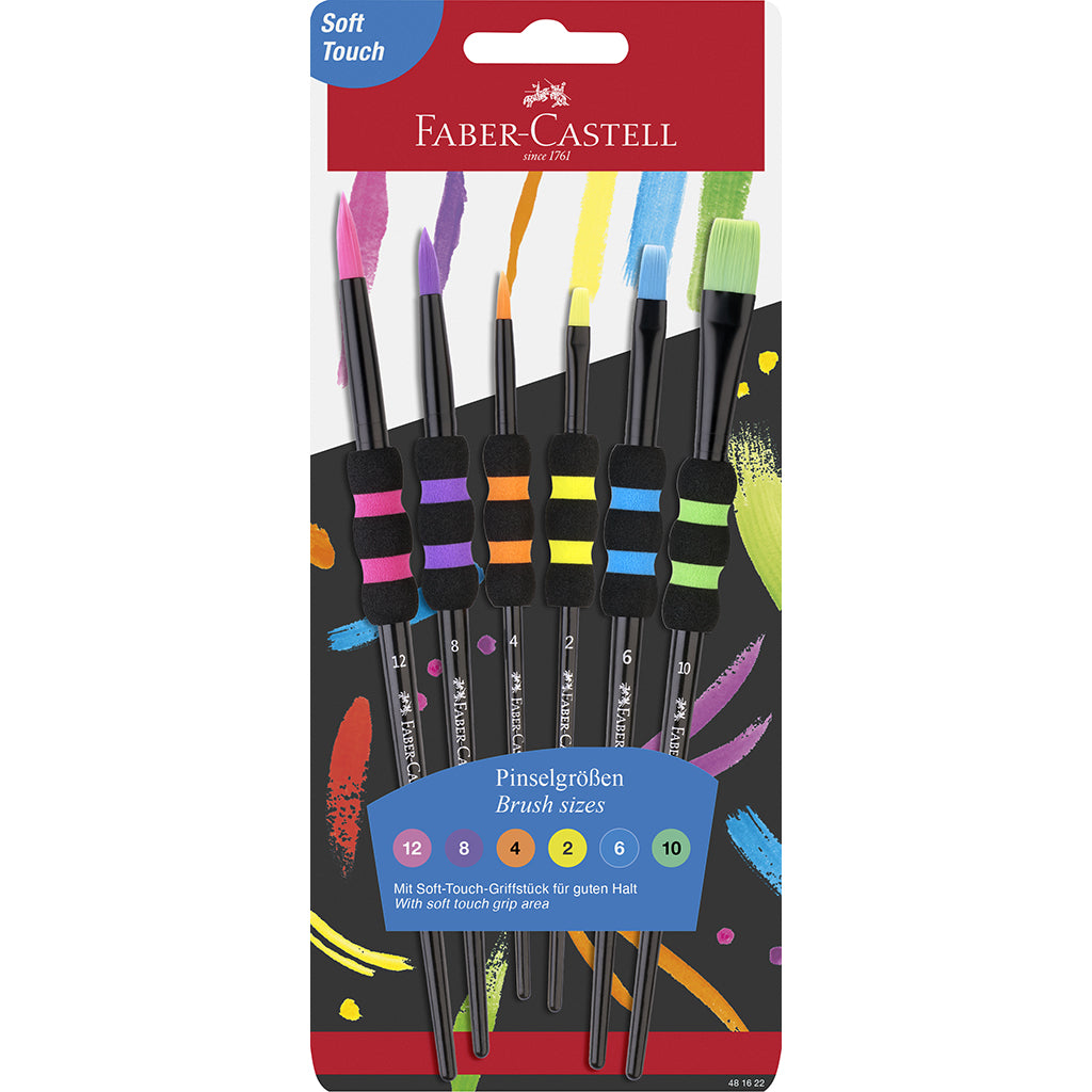 Faber-Castell, Paintbrush Set for Children – 6 pcs Soft Touch