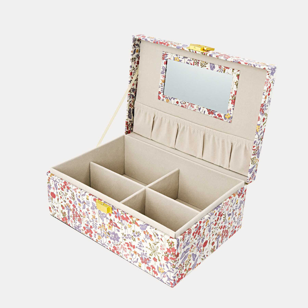 Bon Dep smykkeskrin m. Liberty print, Square - Field Flowers