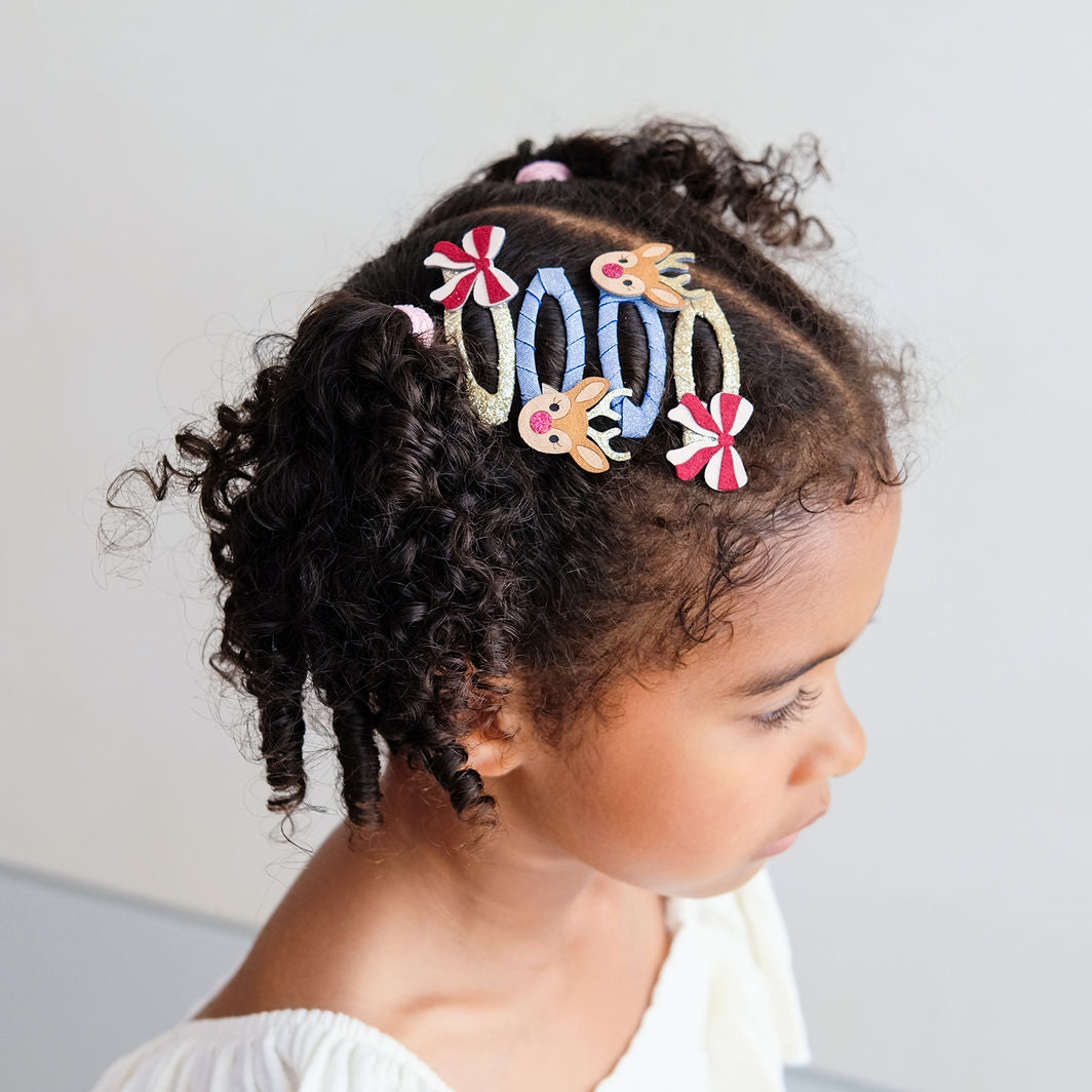 Mimi &amp; Lula - 4 Hair Clips - Rudolph and Bow Christmas