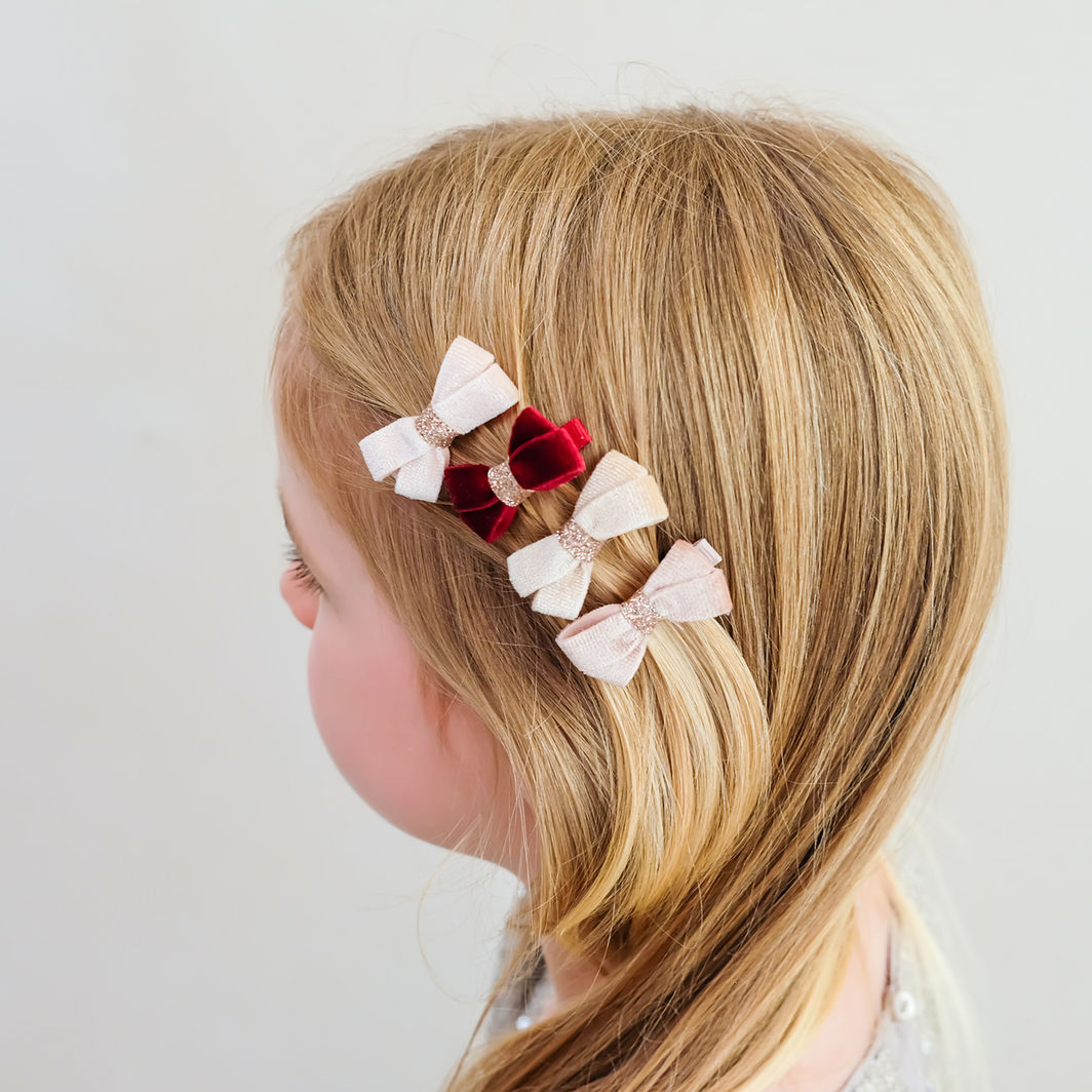 Mimi &amp; Lula 4 Hårclips - Glitter Velvet Bow