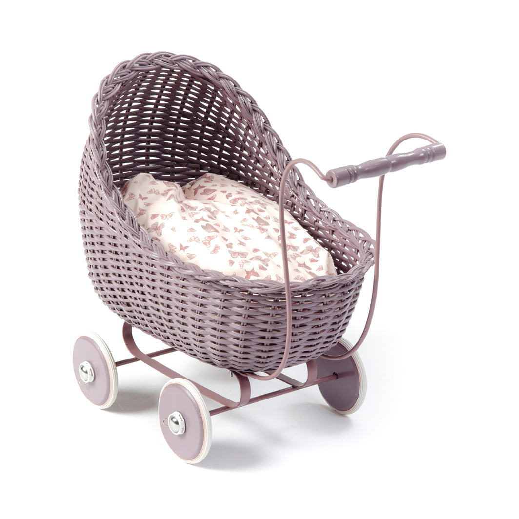 Smallstuff Wicker Doll Pram, Dark Rose