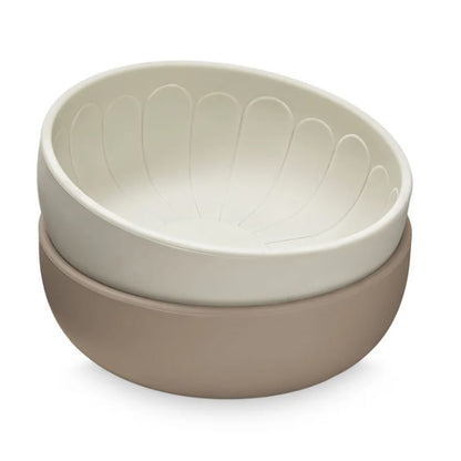 Cam Cam Deep Plate Set, 2-Pack, Flower Bowls - Earth Mix