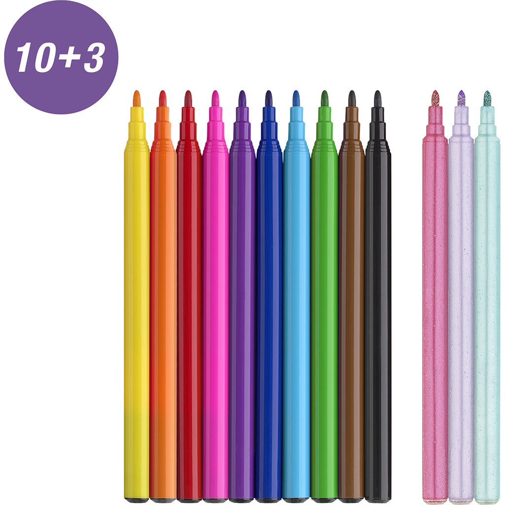 Faber-Castell 10+3 Felt Tip Markers and Stickers - Unicorn