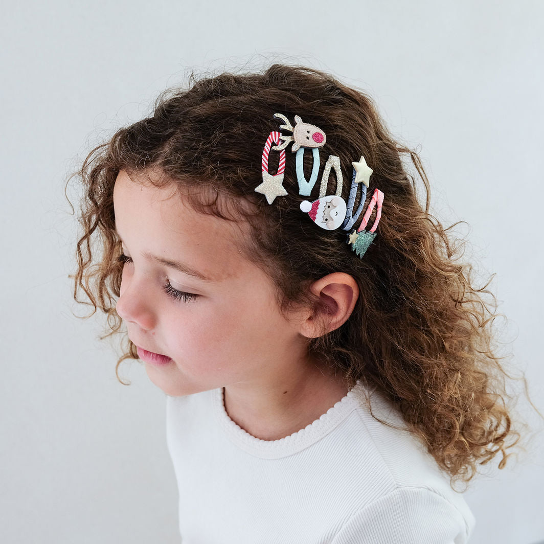 Mimi &amp; Lula 5 Hair Clips, Mini Santa Christmas