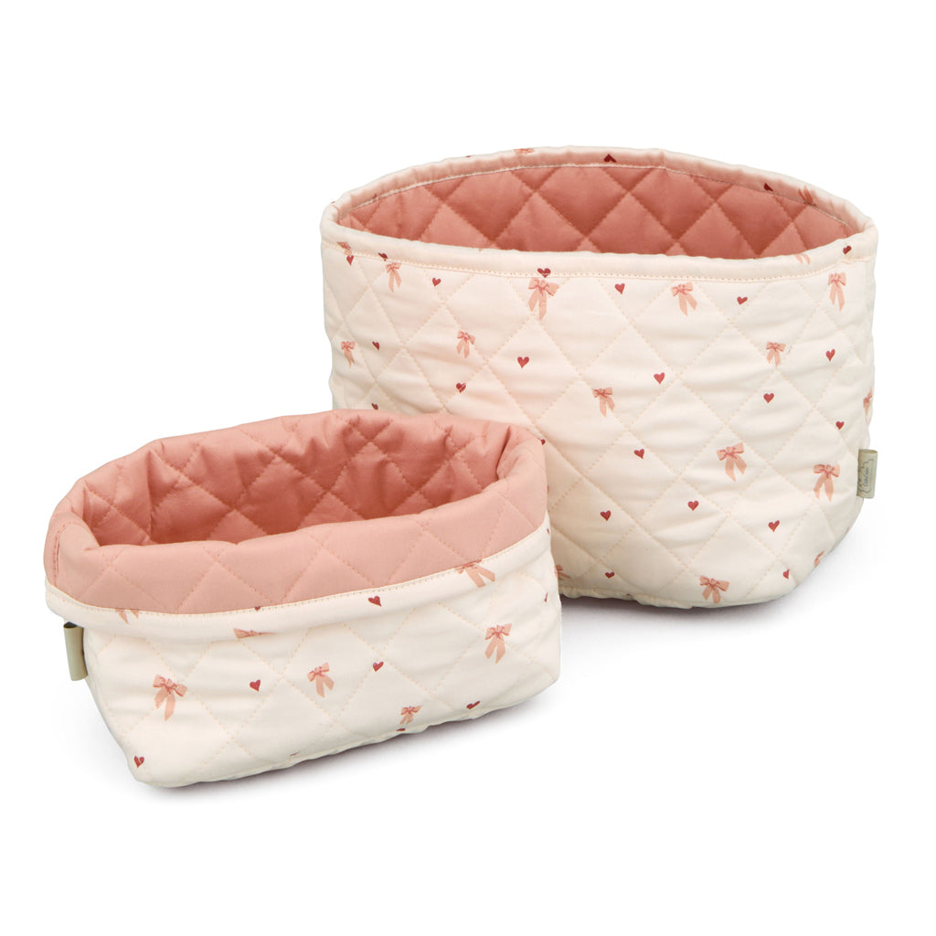 Cam Cam Quilted Fabric Storage Baskets, Set of 2 Sizes - Bows