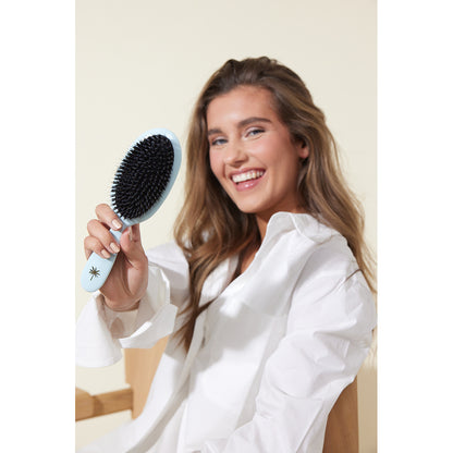 Fan Palm Hairbrush, Maldives - Medium Light Blue Glitter