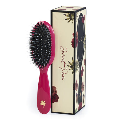 Fan Palm Hairbrush, Boar and Nylon Brushes, Sweet Pea - Hot Pink