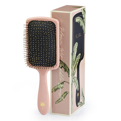 Fan Palm Hairbrush, Bloom Paddle Wet Brush – Large Rose with Glitter