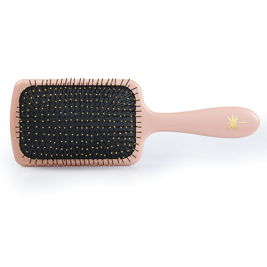 Fan Palm Hairbrush, Bloom Paddle Wet Brush – Large Rose with Glitter