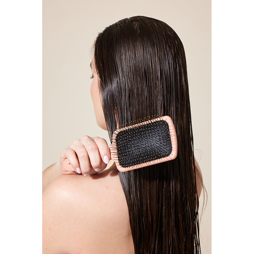 Fan Palm Hairbrush, Bloom Paddle Wet Brush – Large Rose with Glitter