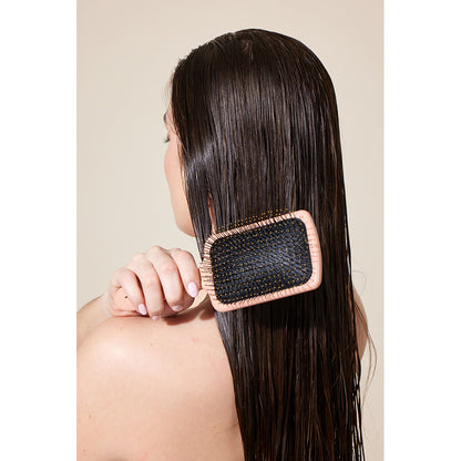 Fan Palm Hairbrush, Bloom Paddle Wet Brush – Large Rose with Glitter