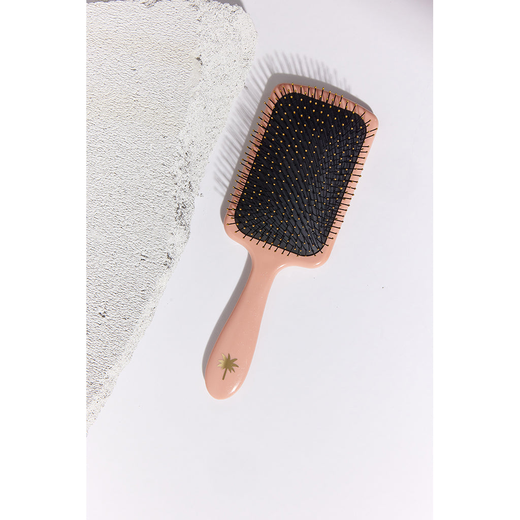 Fan Palm Hairbrush, Bloom Paddle Wet Brush – Large Rose with Glitter