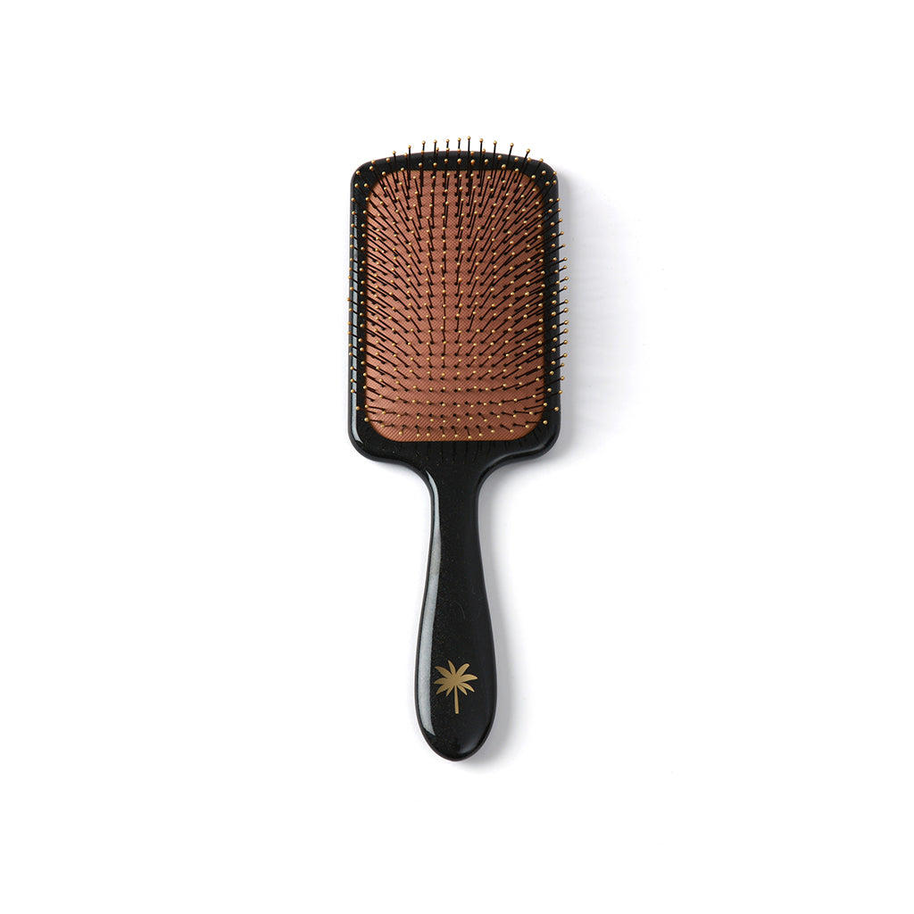Fan Palm Hairbrush, Bloom Paddle Wet Brush - Large Black Glitter