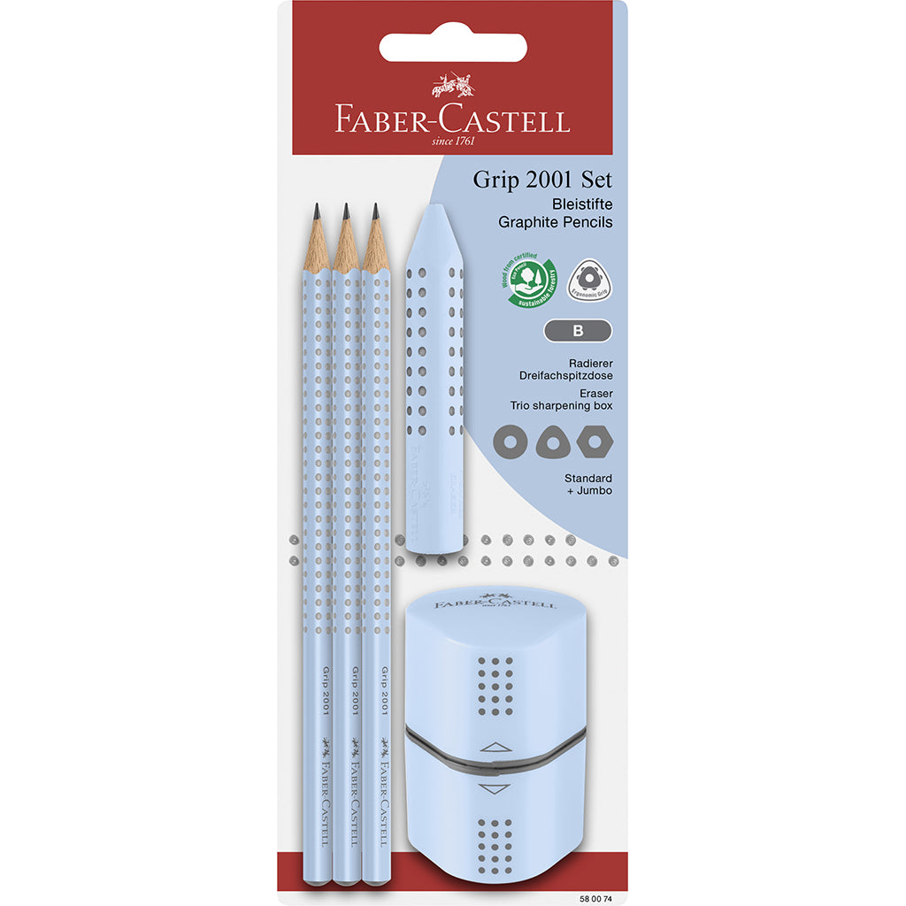 Faber-Castell - Grip 3-in-1 Set, Sky Blue