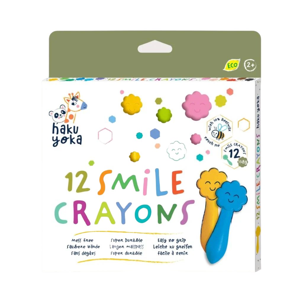 Haku Yoka, 12 Colored Crayons – Smiling Faces