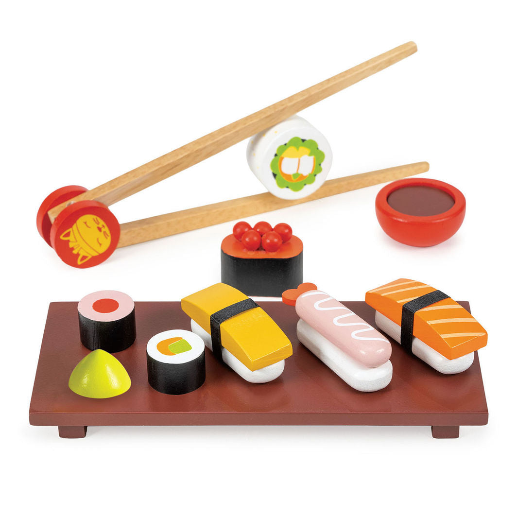 Mentari Wooden Play Food, Sushi Set with 11 Pieces