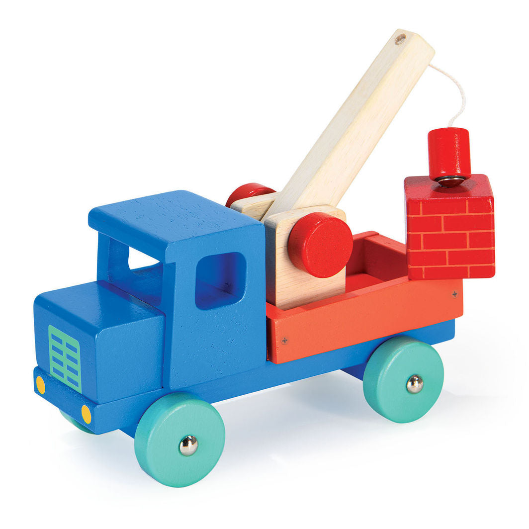 Mentari Wooden Toy Vehicle, Blue Crane Truck