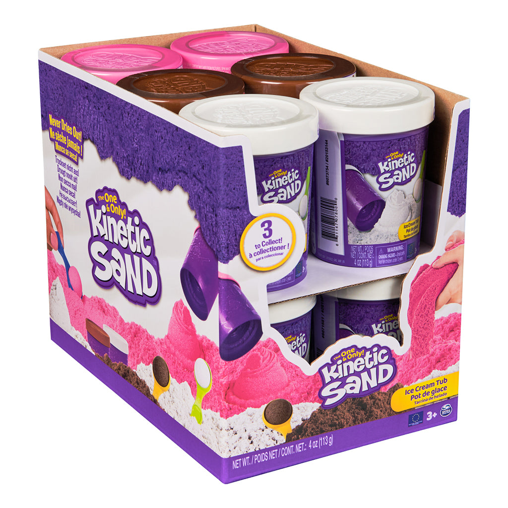 Kinetic Sand, Ice Cream Tub, 113g – 3 Assorted Colours
