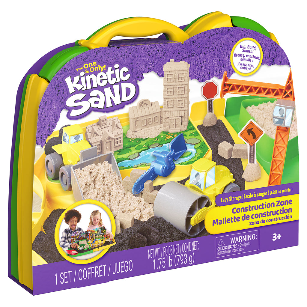 Kinetic Sand Construction Zone Case with Construction Vehicles