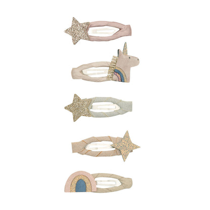 Mimi &amp; Lula Hair Accessories, 5 Hair Clips - Mini Unicorn Celeste